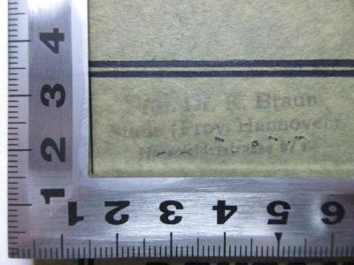 - (Braun, Karl), Stempel: -; 'Prof. Dr. K. Braun
Stade (Prov. Hannover)
H[?]lderstraße 67 [?]'. ;14 X 273 : Braucht Deutschland eigene Rohstoffquellen?  (1929)