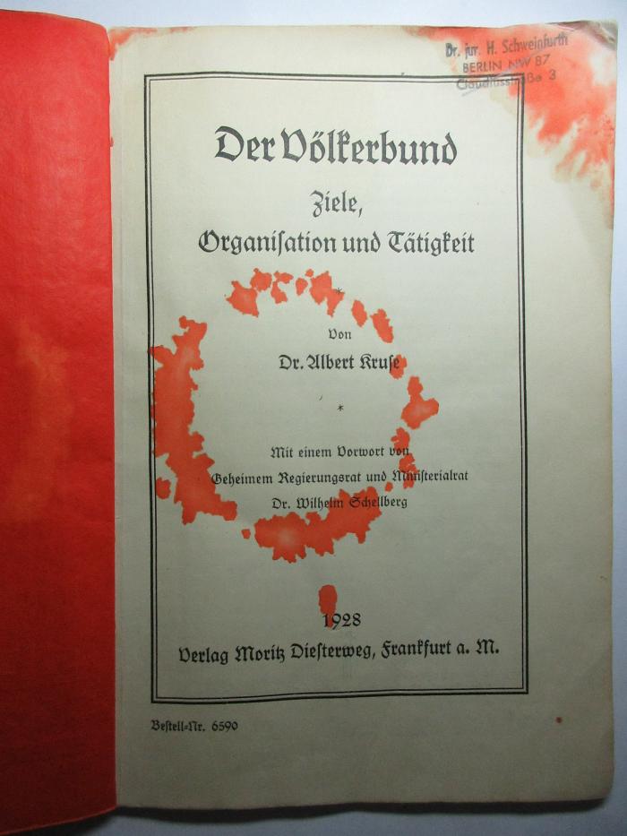 2 C 238 : Der Völkerbund : Ziele, Organisation und Tätigkeit (1928)