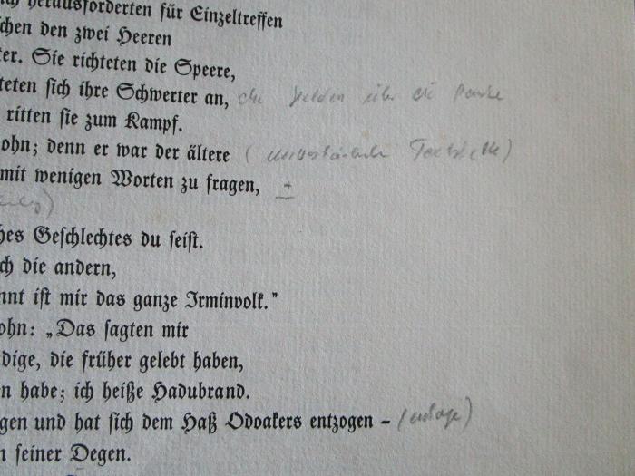 Ck 60 x: Das Hildebrandslied (1937);37 / 4890 (unbekannt), Von Hand: Annotation. 