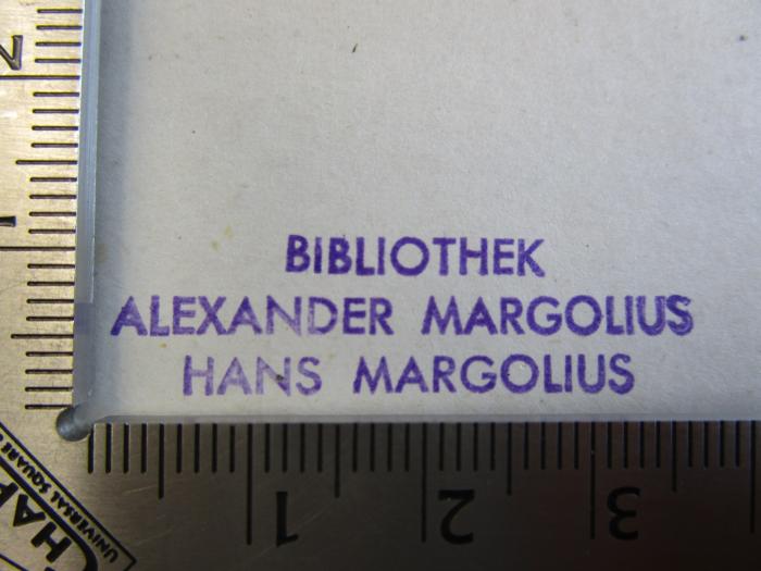 D52 / 54 (Margolius, Hans;Margolius, Alexander), Stempel: Name; 'Bibliothek 
Alexander Margolius 
Hans Margolius'.  (Prototyp);A 9 61: Naturwissenschaftliche Volksbücher (o.J.)