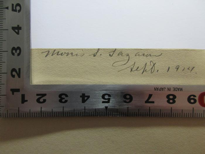 -, Von Hand: Datum; 'Moris [?]1914'