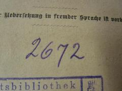 - (Margolius, Hans), Von Hand: Exemplarnummer; '2672'.  (Prototyp)