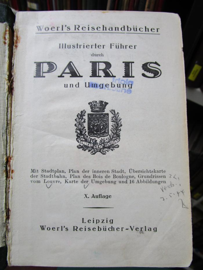 II 9229 ao: Illustrierter Führer durch Paris und Umgebung (o.J.)