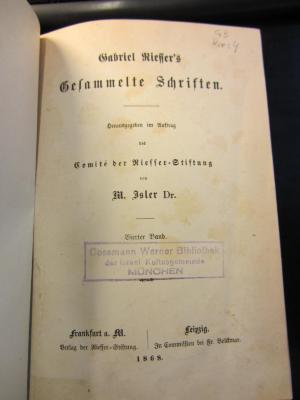 GB Rie 4: Gabriel Riesser's Gesammelte Schriften (1868)