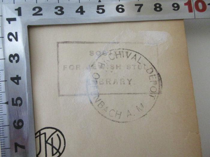 Rara 3412 : Quellenbuch zur jüdischen Geschichte und Literatur (1935);- (Society for Jewish Studies), Stempel: Name, Berufsangabe/Titel/Branche; 'Society for Jewish Studies Library'.  (Prototyp)