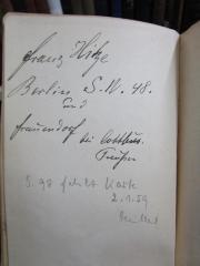 - (Hitze, Franz), Von Hand: Name, Autogramm, Ortsangabe; 'Franz Hitze
Berlin S.W. 48. und Frauendorf bei Cottbus. Preußen'. 