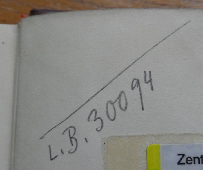 II 19474 d 2. Ex.: Samoa : die Perle der Südsee (1900);- (unbekannt), Von Hand: Nummer; 'L.B. 30094'. 