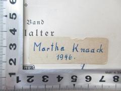 - (Knaack, Martha), Etikett: Name, Datum; 'Martha Knaack
1946.
'. 