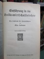 VII 297 b: Einführung in die Volkswirtschaftslehre : Ein Lehrbuch für Frauenschulen (1913)