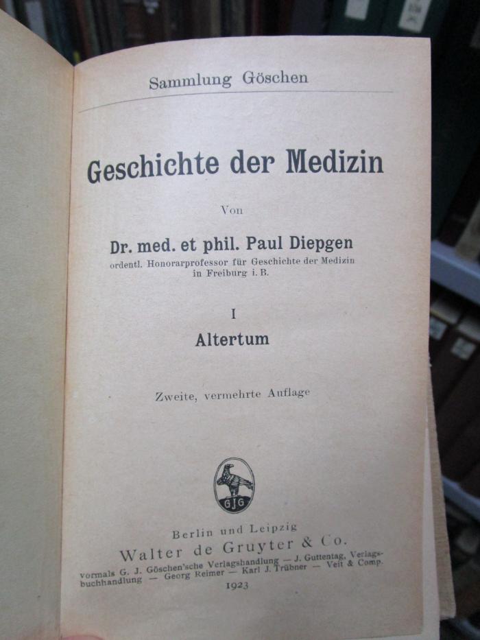 X 5002 b 1: Geschichte der Medizin : I - Altertum (1923)