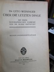 VIII 1806 f: Über die Letzten Dinge (1920)