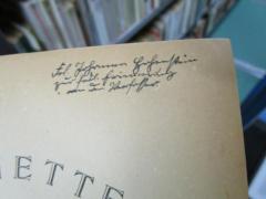 - (Hohenstein[?], Johanna;Elkana, Eli), Von Hand: Name, Widmung; 'Frl. Johanna Hohenstein zur frdl. Erinnerung an den Verfasser.'. 