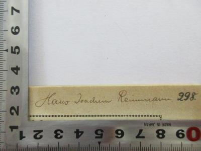 - (Reimmann, Hans Joachim), Von Hand: Autogramm, Nummer; 'Hans Joachim Reimmann 298.'. 