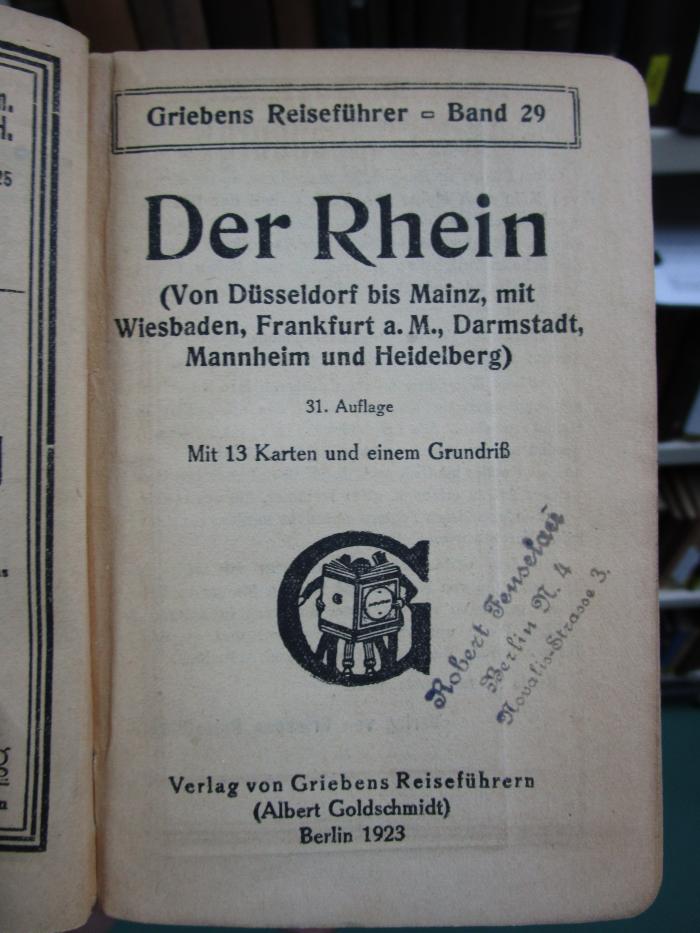 II 35580 ca: Der Rhein (Von Düsseldorf bis Mainz, mit Wiesbaden, Frankfurt a.M., Darmstadt, Mannheim und Heidelberg) (1923)