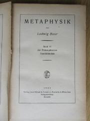 CC 5900 B351 : Metaphysik von Ludwig Baur (1922)