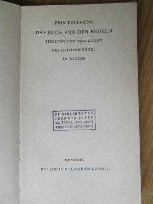 BS 1370 P485 : Das Buch von den Engeln : Stellung und Bedeutung der heiligen Engel im Kultus (1935)