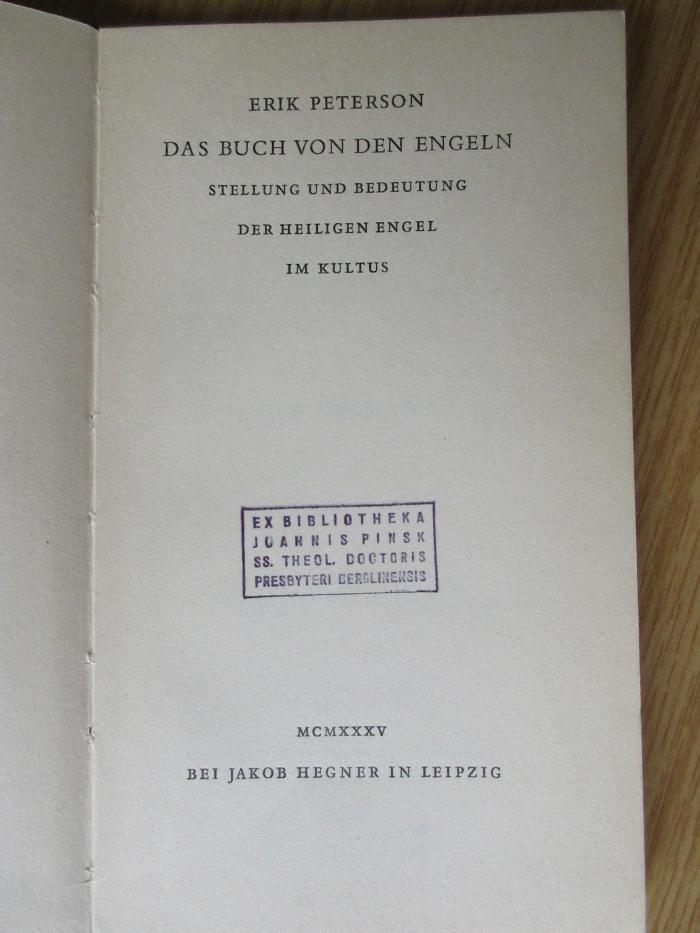 BS 1370 P485 : Das Buch von den Engeln : Stellung und Bedeutung der heiligen Engel im Kultus (1935)