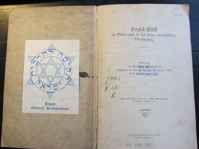 GM TuchG : Sozial-Ethik in Orden und der freien israelitischen Vereinigung (1896)