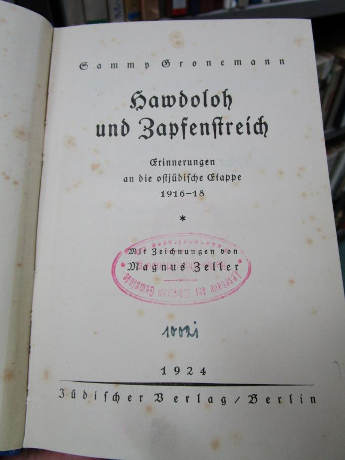 Cv 208: Hawdoloh und Zapfenstreich : Erinnerungen an die ostjüdische Etappe 1916-18 (1924)