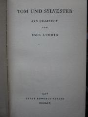 III 46136 Ers.: Tom und Sylvester : Ein Quartett (1928)