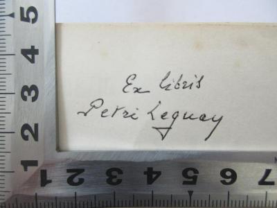 - (Leguay, Perri), Von Hand: Exlibris, Name; 'Ex libris
Perri Leguay'. 