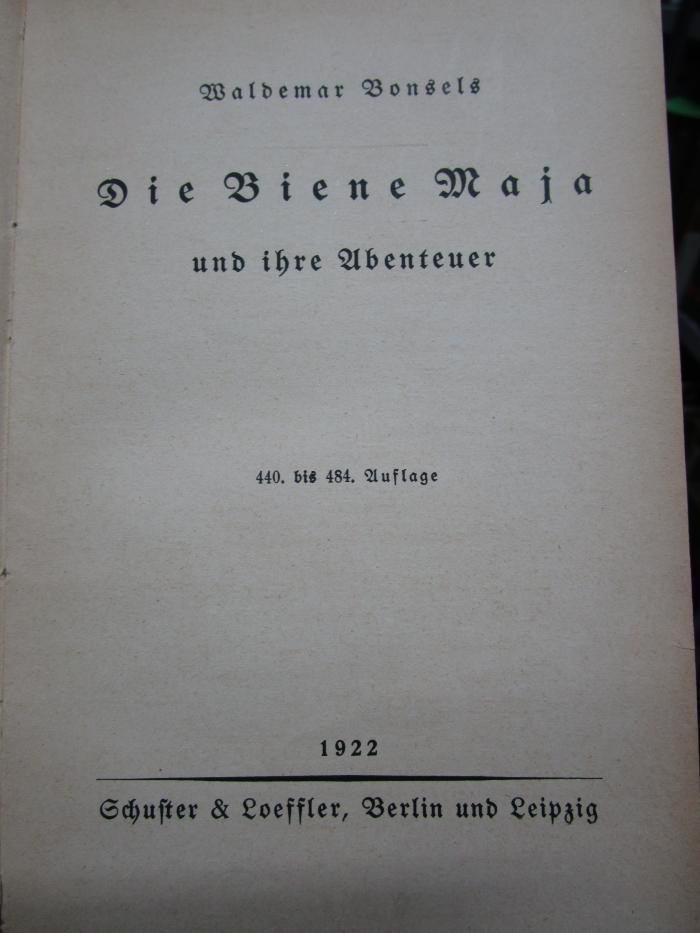 III 23889 dhd: Die Biene Maja und ihre Abenteuer (1922)