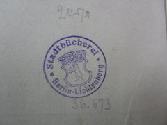 - (Stadtbücherei (Lichtenberg)), Stempel: Wappen, Name, Berufsangabe/Titel/Branche, Ortsangabe; 'Stadtbücherei Berlin-Lichtenberg'.  (Prototyp)