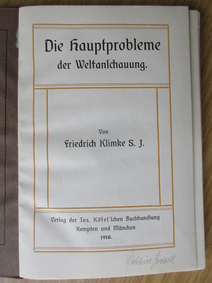 CC 1100 K65 : Die Hauptprobleme der Weltanschauung. (1910)