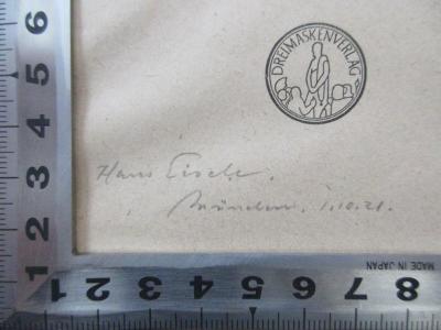 - (Eiseler, Hans), Von Hand: Autogramm, Ortsangabe, Datum; 'Hans Eiseler,
München. 1.10.21.'. 