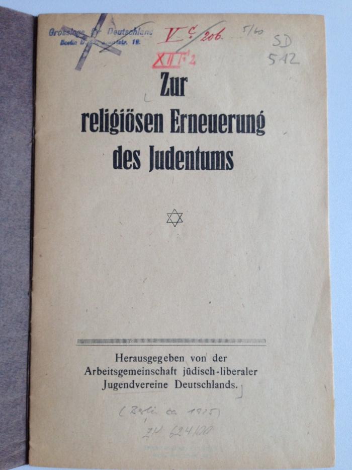  Zur religiösen Erneuerung des Judentums (1925)