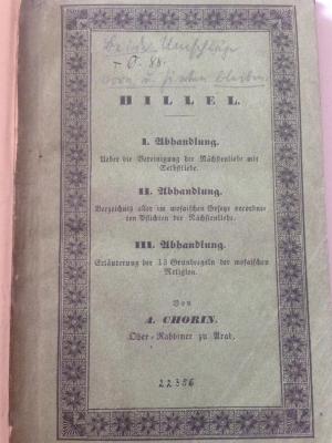 J Chor I : Hillel (1837)