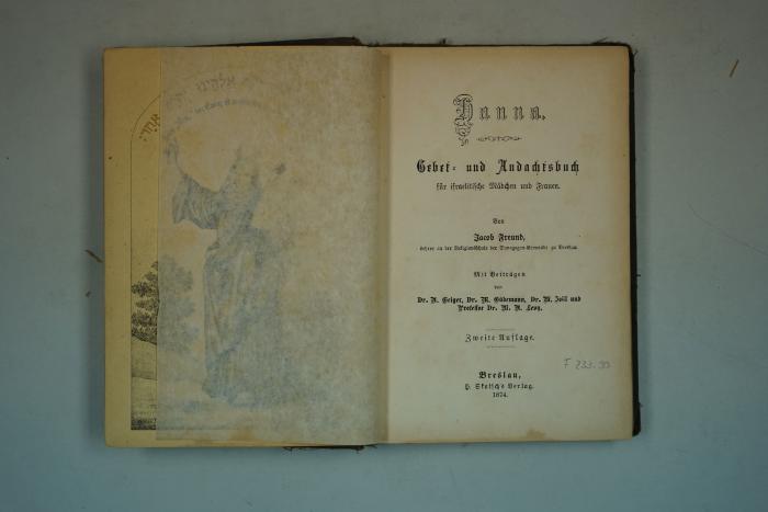 F 233 90: Hanna. Gebet- und Andachtsbuch für israelitische Mädchen und Frauen. (1874)