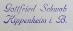 - (Gottfried Schwab), Stempel: Name, Ortsangabe; 'Gottfried Schwab
Kippenheim i. B.'.  (Prototyp)