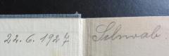 - (Gottfried Schwab), Von Hand: Name, Datum; '22.6.1927 Schwab'. 