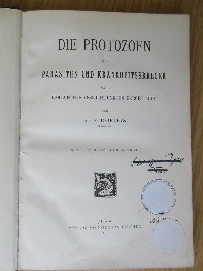 14/79/13496(4) : Die Protozoen als Parasiten und Krankheitserreger : nach biologischen Gesichtspunkten dargestellt (1901)