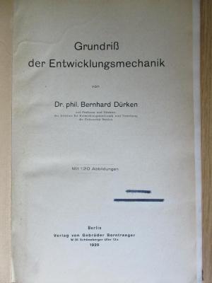 14/79/13478(0) : Grundriß der Entwicklungsmechanik (1929)
