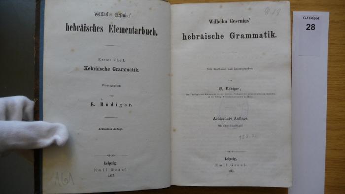  Wilhem Gesenius' hebräsiche Grammatik. (1857)