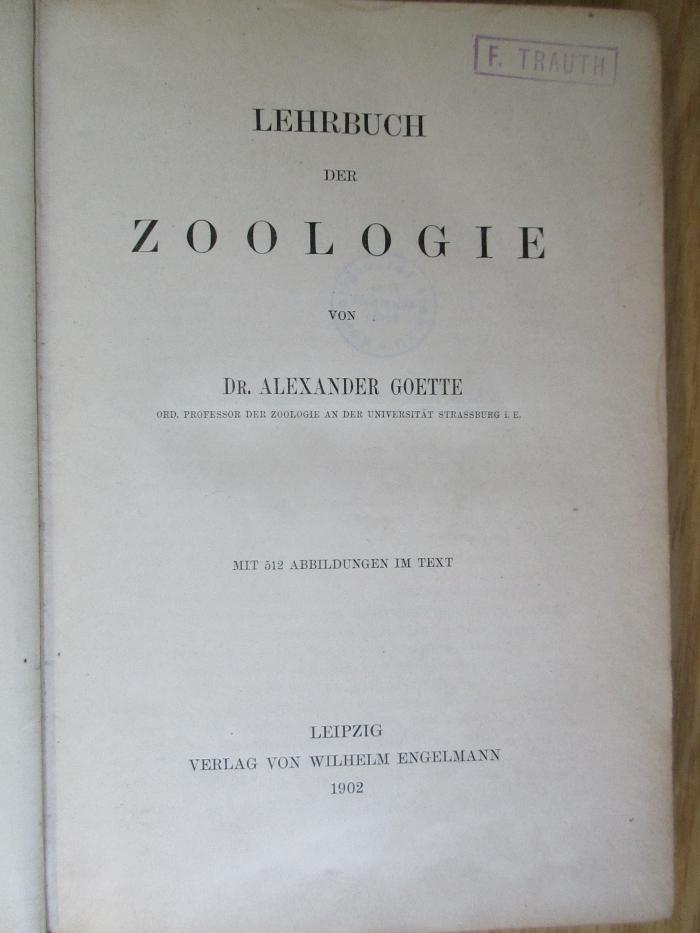 18/79/13481(1) : Lehrbuch der Zoologie (1902)