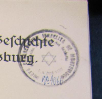 - (Nueva Congregación Israelita), Stempel: Ortsangabe, Name; 'Nueva Congregación Israelita de Montevideo
[Teile unleserlich]
San Jose 1180
No. 1066'.  (Prototyp)