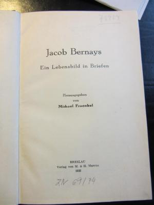 GB Bern : Jacob Bernays
Ein Lebensbild in Briefen (1932)