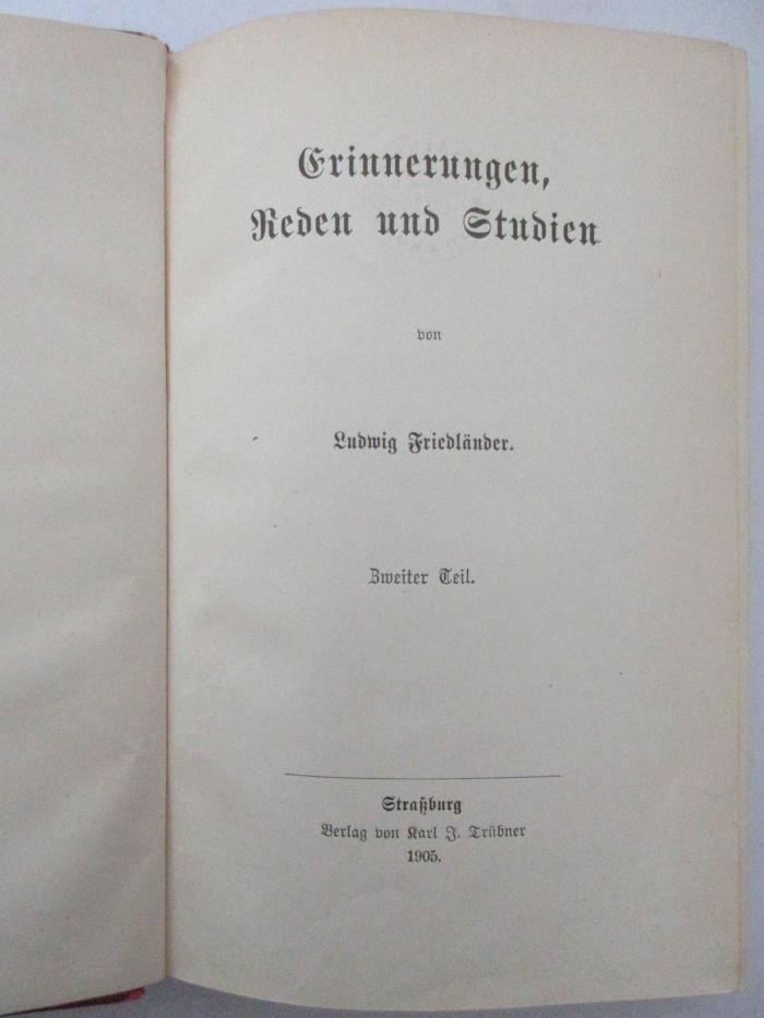 2 A 188-2 : Erinnerungen, Reden und Studien (1905)