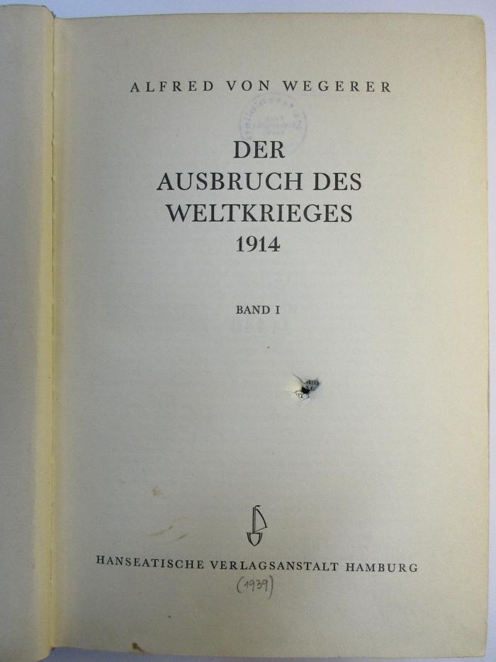 1 F 79-1 : Der Ausbruch des Weltkrieges 1914 (1939)