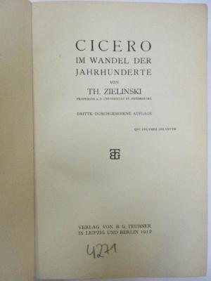 5 W 15&lt;3a&gt; : Cicero im Wandel der Jahrhunderte (1912)