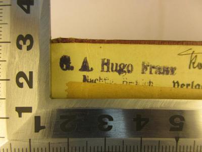 - (Franz, Hugo), Stempel: Name; 'G. A. Hugo Franz'. 