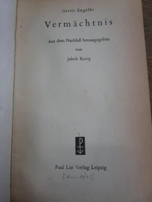 Cm 2414 ae: Vermächtnis (um 1940)