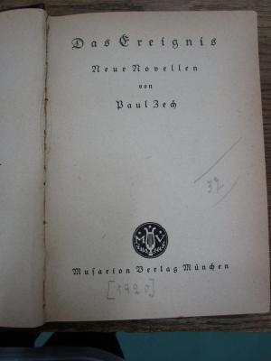 Cm 5664 Ers.: Das Ereignis : Neue Novellen ([1920])