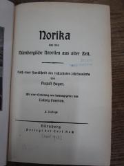 Cl 664 b: Norika : das sind Nürnbergische Novellen aus alter Zeit (um 1920)