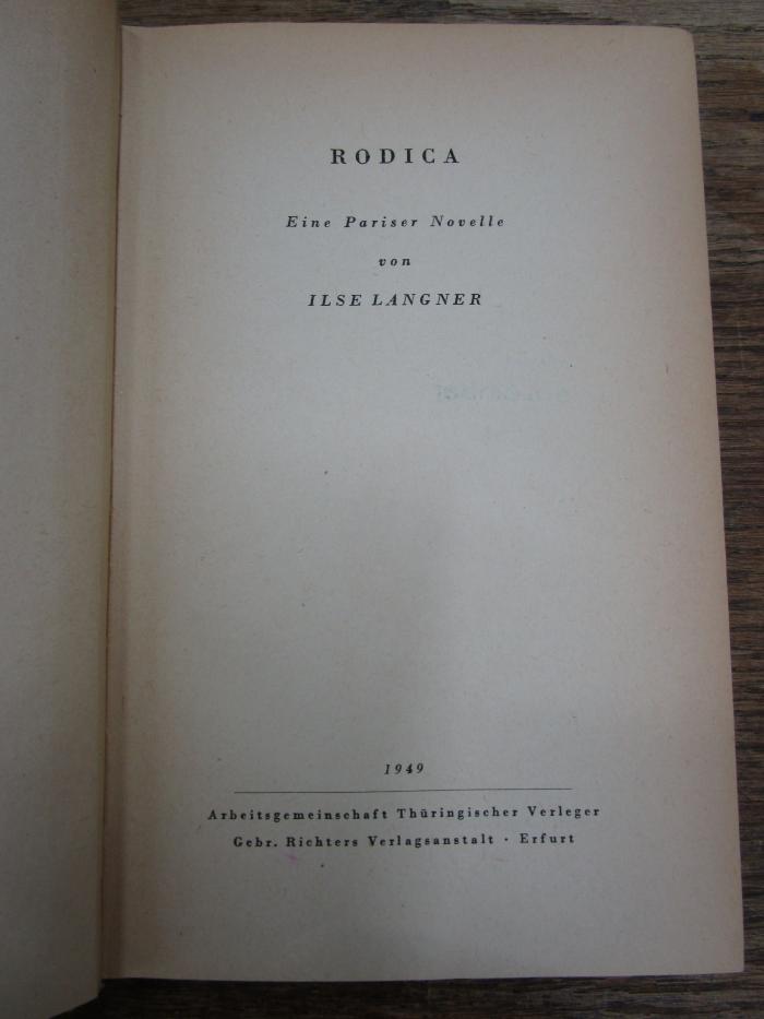 Cm 7013 2. Ex.: Rodica : Eine Pariser Novelle (1949)