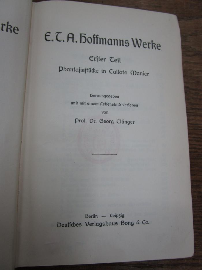 Cl 69 1-15: E.T.A. Hoffmanns Werke (o.J.)