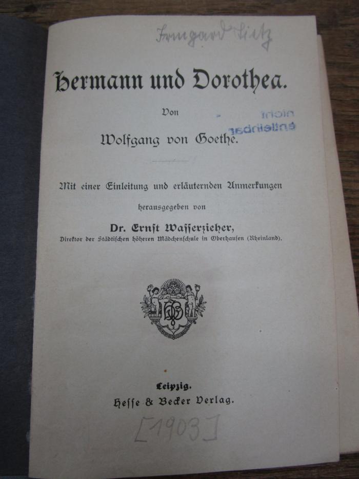 Cl 648: Herrmann und Dorothea ([1903])